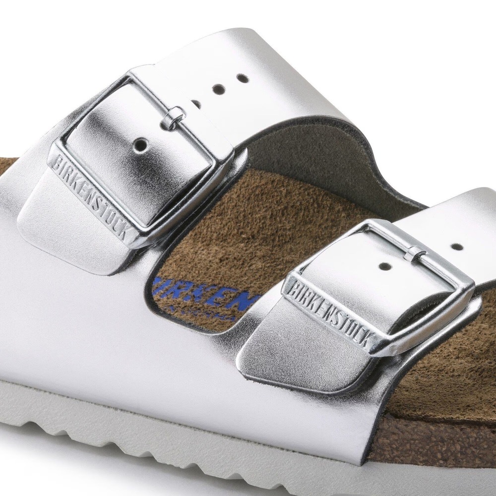 Birkenstock Arizona Soft Footbed Metallic Silver Leather Size W10/M8 Slip-On - Picture 14 of 14
